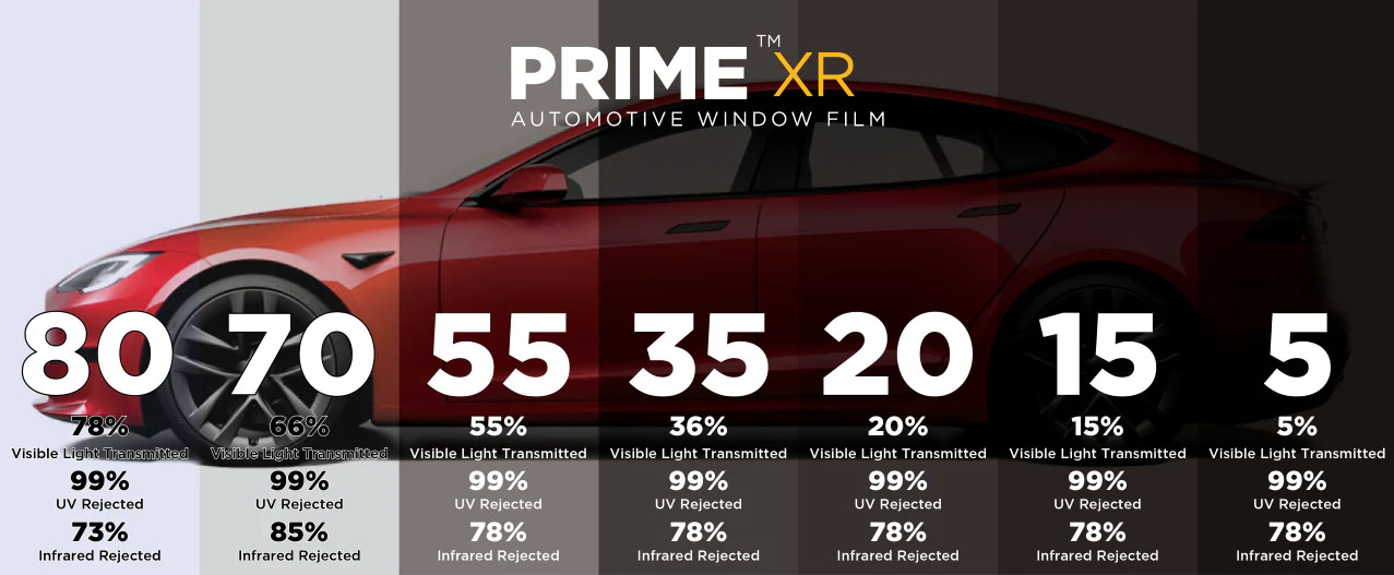 XPEL PRIME XR Plus ceramic window tint shade options -- Fortified Film Solutions Grapevine TX